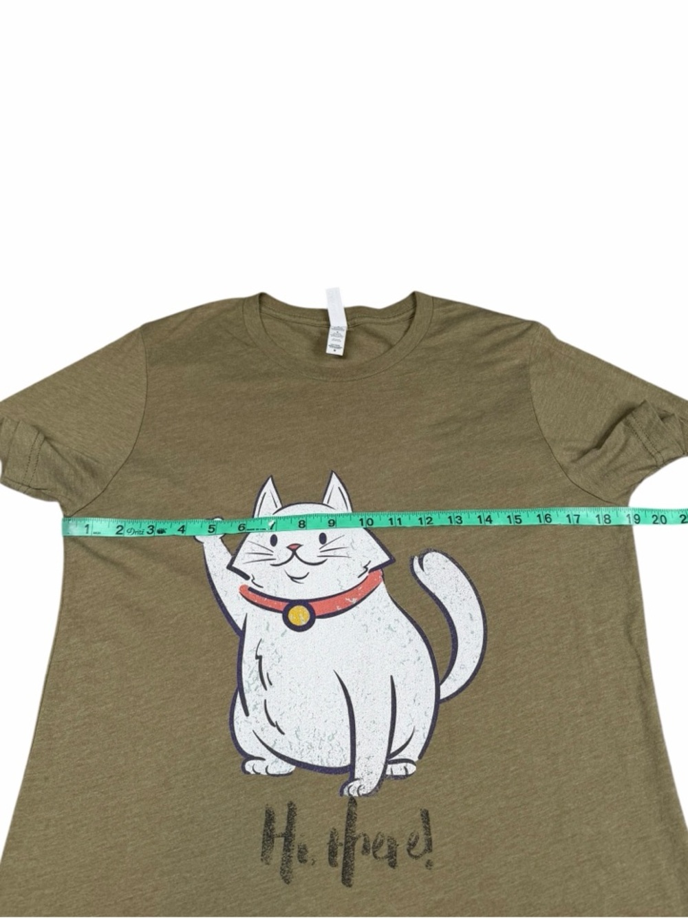 10/$25🦋 Boutique Canvas Heather Olive Neko Neko HI THERE Tee - Size Medium - Picture 10 of 13